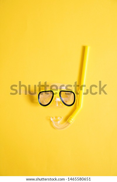 Download Yellow Snorkel Diving Mask On Yellow Stock Photo Edit Now 1465580651 PSD Mockup Templates