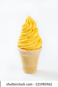 Yellow Soft Serve Ice Cream Cone
