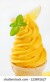 Yellow Soft Serve Ice Cream Cone
