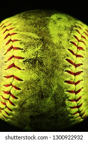 Download Yellow Softball Closeup Red Seams On Stock Photo Edit Now 1300922932 PSD Mockup Templates