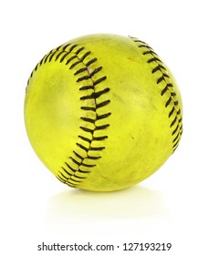 Yellow Softball Isolated Over White Background