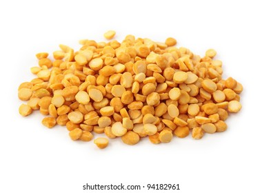 Yellow Split Peas Isolated On White Background