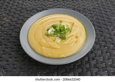 Yellow split peas puree with olive oil and green onions. Fava greek food.