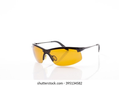 Yellow Sport Polarized Sunglasses, Wind Protect, Isolated