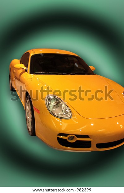 Yellow Sports Car\
With Gradient Background