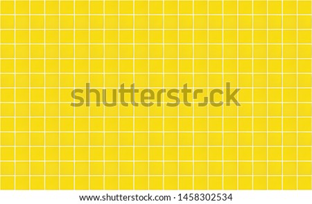 Yellow square ceramic tile wall texture background. Panoramic image of yellow tile wall.