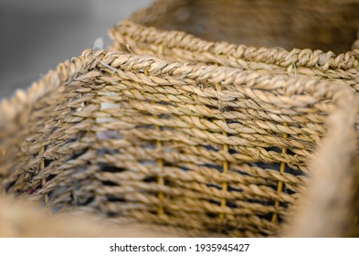 Yellow Square Wicker Basket For Items.