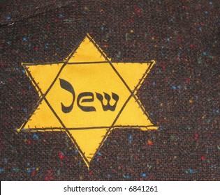 Yellow Star Of David Sewn Onto Clothing