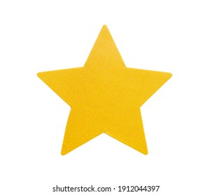 Yellow Star Shape Paper Sticker Label Isolated On White Background