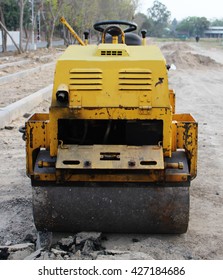 Yellow Steamroller Front View 