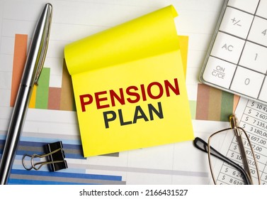 Yellow Sticker With The Text Pension Plan And Charts