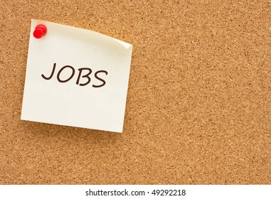 A Yellow Sticky Note On A Corkboard, Job Posting