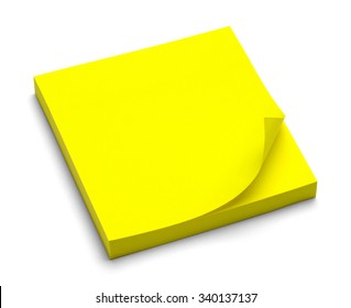 Yellow Sticky Note Pad Isolated On A White Background.