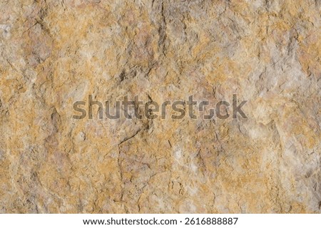 Yellow stone surface background with rough abstract shapes, limestone rock texture
