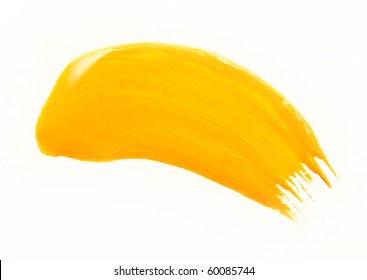 Yellow Stroke Of The Paint Brush Isolated On White