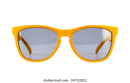 Yellow Sun Glasses Isolated Over The White Background