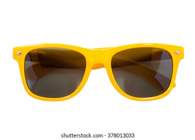 Yellow Sun Glasses Isolated Over The White Background