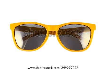 Yellow sun glasses isolated over the white background