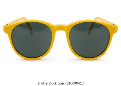 Yellow Sunglasses On White Background