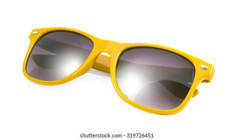 Yellow Sunglasses On White Background