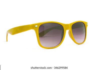 Yellow Sunglasses On White Background