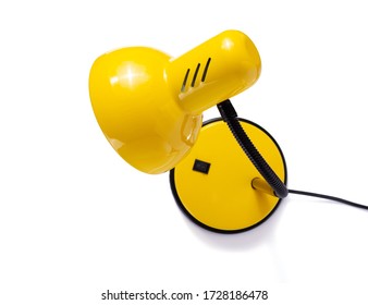 Yellow Table Desk Lamp Isolated At White Background