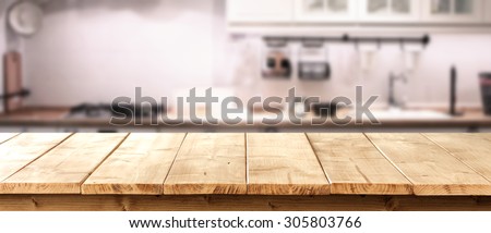 yellow table of retro wood and kitchen room interior with retro chic 