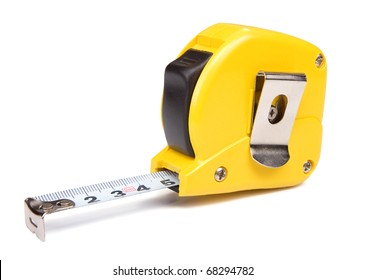 Yellow Tape Measure Isolated On White Background