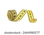 Yellow tape measure spirals creates a visual impression of motion isolated on white background