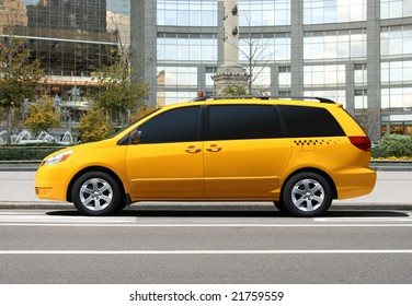 Yellow Taxi Car In The City