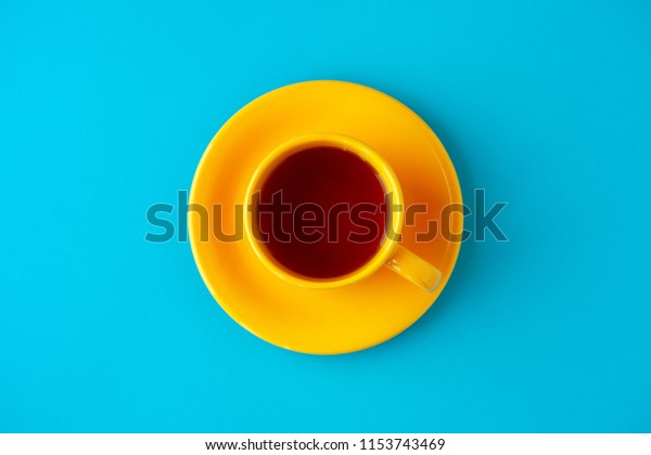 Download Yellow Tea Cup On Blue Background Food And Drink Stock Image 1153743469 PSD Mockup Templates