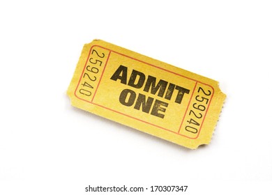 Yellow ticket on white background.