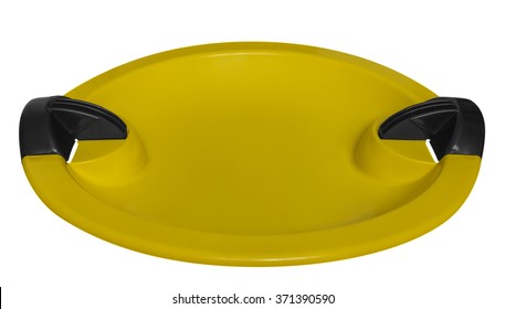 Yellow Toboggan Isolated On The White Background. Clipping Path Included.