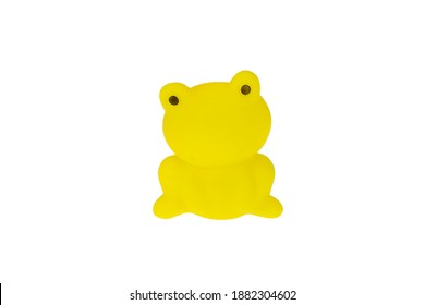 Yellow Toy Frog. On A White Background, Isolated