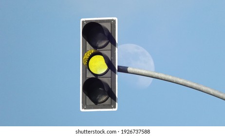 Yellow traffic light. Istanbul Turkey 2017 - Shutterstock ID 1926737588