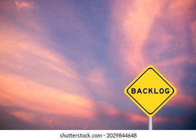Yellow transportation sign with word backlog on violet sky background - Shutterstock ID 2029844648