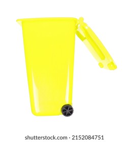 Yellow Trash Bin.rubbish Bin Isolated On White Background