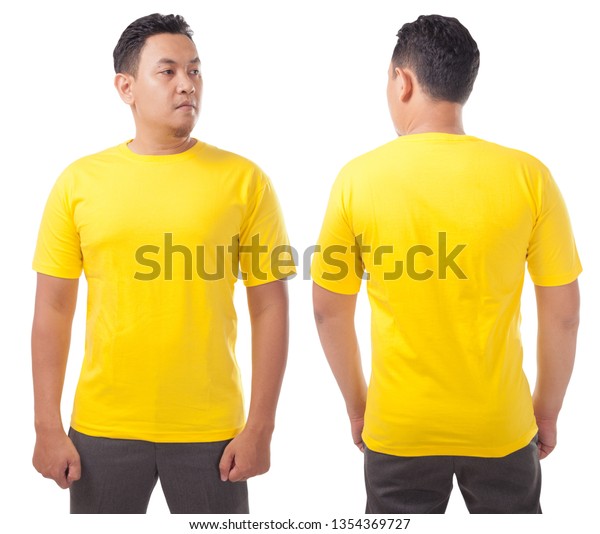 Download Yellow Tshirt Mock Front Back View Stock Photo Edit Now 1354369727