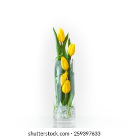 Yellow Tulips In A Glass Vase