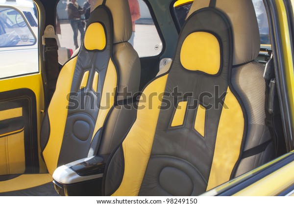 Yellow tuning car front\
seats