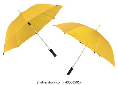 Yellow Umbrella Isolated On A White Background