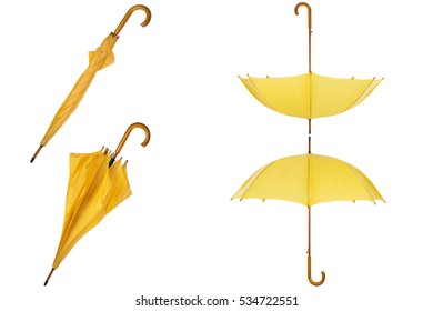 Yellow Umbrella Isolated On White Background