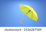 Yellow umbrella on the blue background