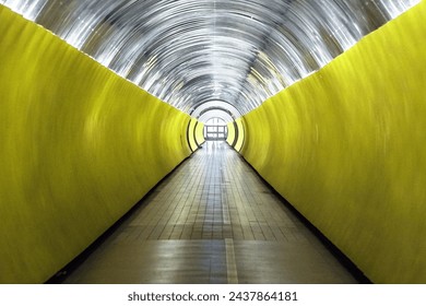 Yellow underground pedestrian tunnel. Stockholm Sweden - Powered by Shutterstock