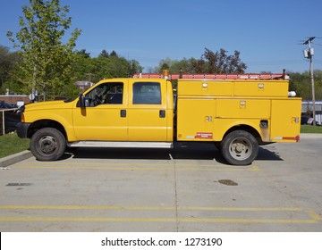Yellow Utility Truck Sideview