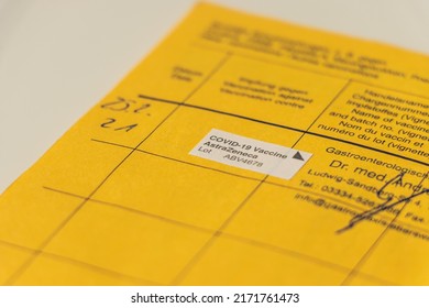 Yellow Vaccination Card Proof Corona Vaccination Stock Photo 2171761473 ...