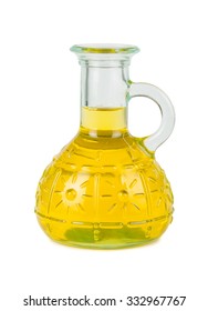 Yellow Vegetable Oil Bottle Isolated On White Background