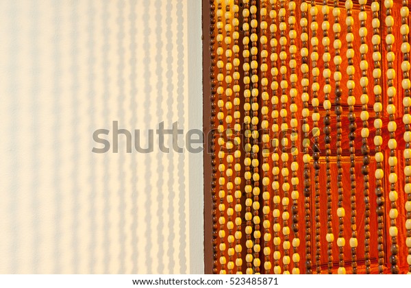 Yellow Vintage Venetian Bead Blind Hanging Stock Photo Edit