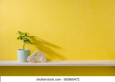 Yellow Wall And Shelf