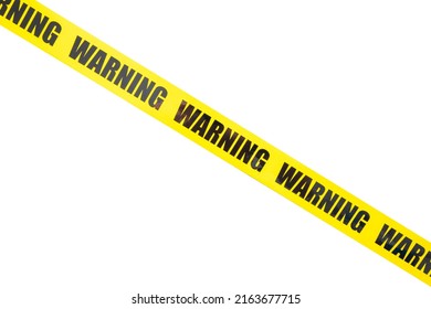 Yellow warning tape isolated and cutout on white background. Risk and accident concept - Shutterstock ID 2163677715